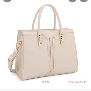 Top Handle Braided Detail Handbag with Crossbody Strap - Ivory